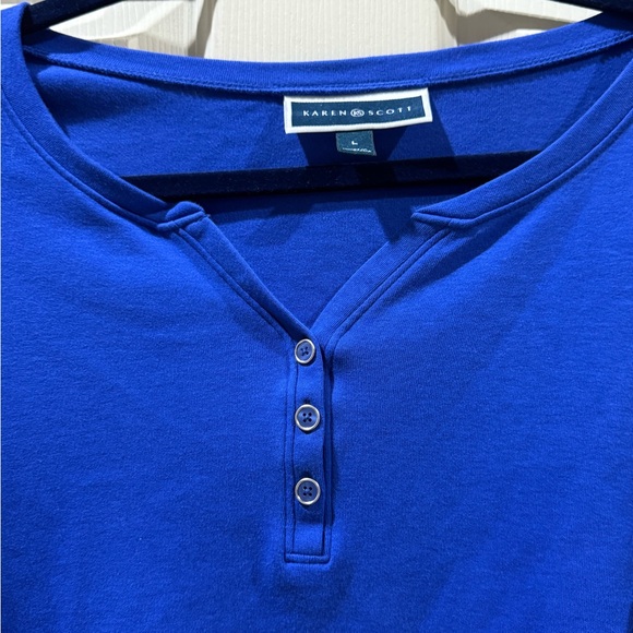 Karen Scott Royal Blue Top - Picture 4 of 5